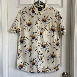 Rip Curl Swc Banksia Men’s Button Up Shirt Large Short Sleeve Woven Linen Blend